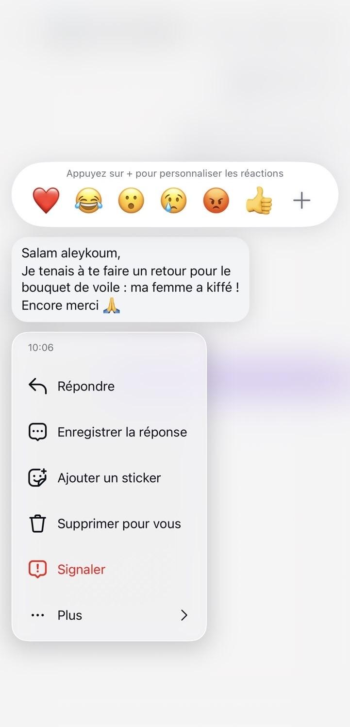 Retour client : ma femme a kiffé